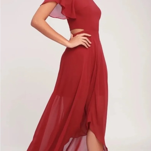Lulus Ali and Jay Bohemian Rhapsody Brick Red Cutout High-Low Dress size M - Picture 11 of 14
